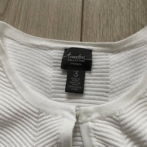 Travelers Collection by Chico's Women Fringe Duster Cardigan Size 3 White - Picture 4 of 11